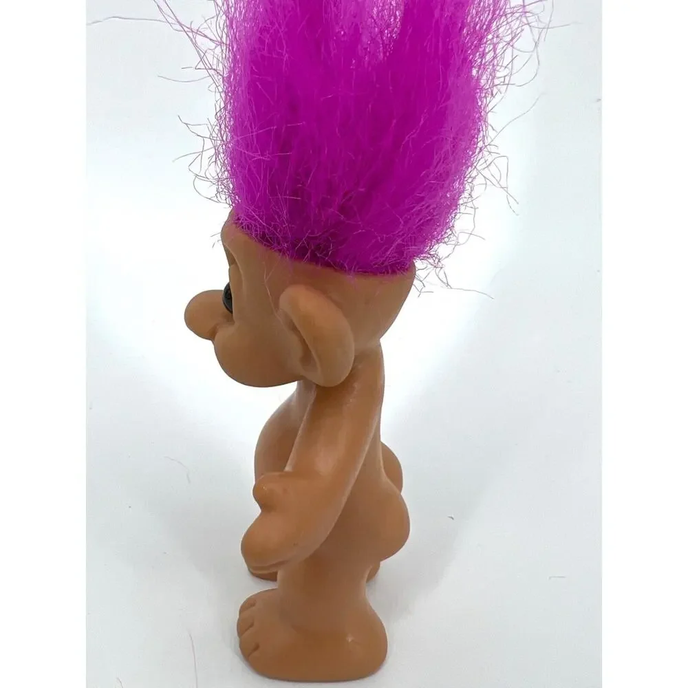 Vintage Lucky IMM Forest Troll Doll Purple Hair Brown Eyes